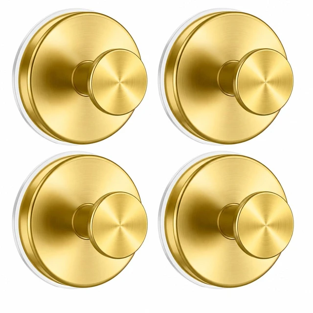 Main image of Suction Cup Hooks for Shower, Shower Hooks for Inside Shower, No Drill Bathroom Hooks for Towels and Robes, Removable Suction Hooks for Glass, Mirror, Tile, Waterproof Rustproof,Gold (4 Pack)