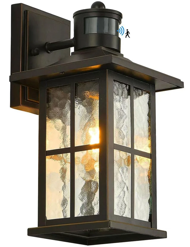 Main image of Motion Sensor Porch Light Black Dusk to Dawn Outdoor Wall Lantern Exterior Sconce Lighting Fixtures Modern Outside Wall Mount Coach Lamp for House Garage Patio Front Door