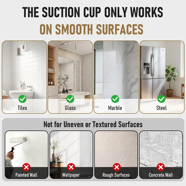 Alt view image 5 of 6 - Suction Cup Hooks for Shower, Shower Hooks for Inside Shower, No Drill Bathroom Hooks for Towels and Robes, Removable Suction Hooks for Glass, Mirror, Tile, Waterproof Rustproof,Gold (4 Pack)