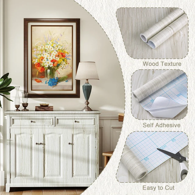 Alt view image 4 of 7 - Wood Peel and Stick Wallpaper Oak Light Wood Grain Contact Paper Self-Adhesive Waterproof Wood Wallpaper for Countertops Cabinets Drawer Shelf Liner 17.7"x 400"