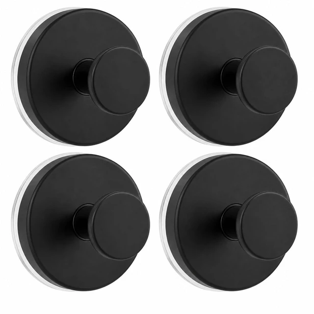 Main image of Suction Cup Hooks for Shower, Shower Hooks for Inside Shower, No Drill Bathroom Hooks for Towels and Robes, Removable Suction Hooks for Glass, Mirror, Tile, Waterproof Rustproof, Black (4 Pack)