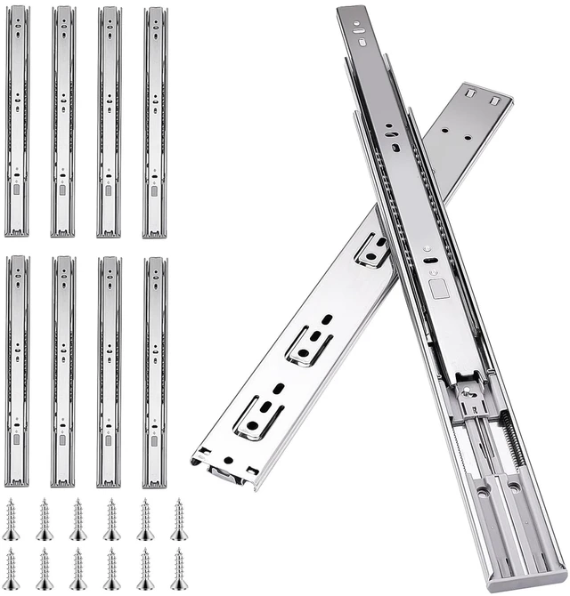 Main image of 18 inch Drawer Slides 4 Pairs (8pcs) Soft Self Close Full Extension Ball Bearing Drawer Rails Side Mount Metal Dresser Runners for File Cabinet Trash Can Kitchen Wardrobe Glides 18" 100 LB Capacity