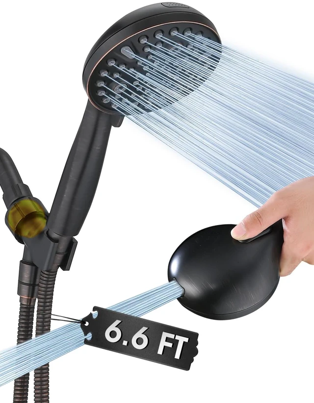 Main image of High Pressure 10 Setting Handheld Shower Head, 5" Detachable Showerhead Spray Built-in Power Wash to Clean Tub, Tile & Pets, 79" Extra Long Stainless Steel Hose, Adjustable Bracket - Oil Rubbed Bronze