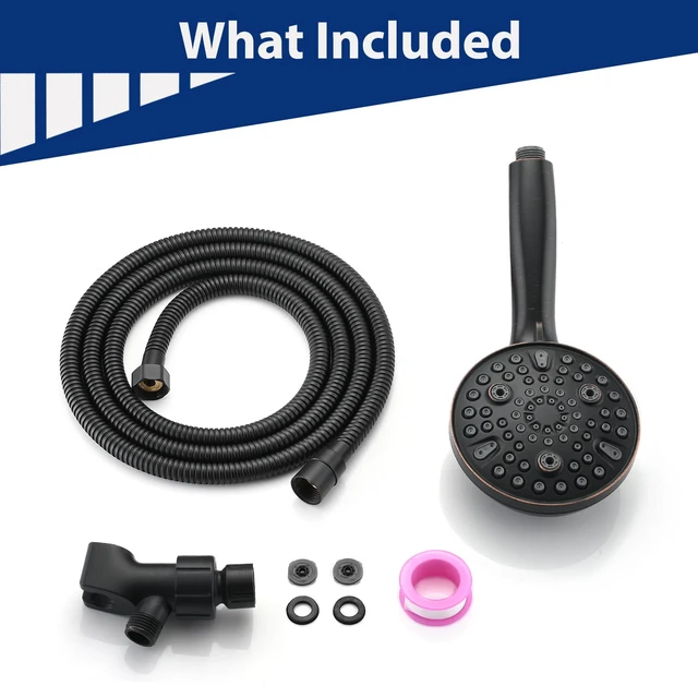Alt view image 6 of 6 - High Pressure 10 Setting Handheld Shower Head, 5" Detachable Showerhead Spray Built-in Power Wash to Clean Tub, Tile & Pets, 79" Extra Long Stainless Steel Hose, Adjustable Bracket - Oil Rubbed Bronze