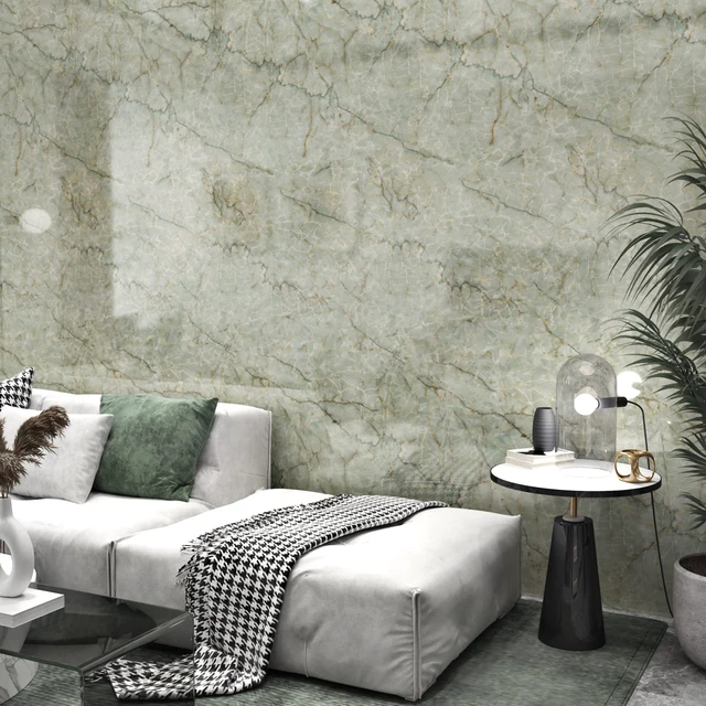 Alt view image 7 of 7 - Vinyl 15.8" x 472" Green Marble Contact Paper for Cabinets Counter Top Waterproof Marble Wallpaper Peel and Stick Countertops Self Adhesive Contact Paper for Desk Table Top Removable Decorative Film