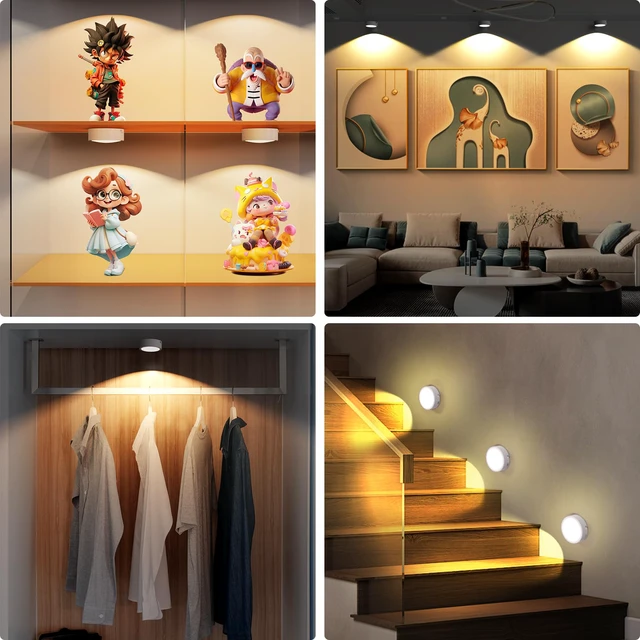 Alt view image 7 of 7 - 6 Pack Picture Lights for Wall, Rechargeable Battery Operated Wall Lights, Picture Frame Lights with 3 Lighting Modes, Wireless Magnetic Painting Light with Remote Control Timer, (White)