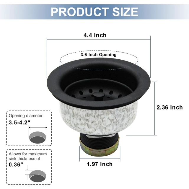 Alt view image 4 of 5 - Black Deep Locking Kitchen Sink Basket Strainer with Drain Stopper