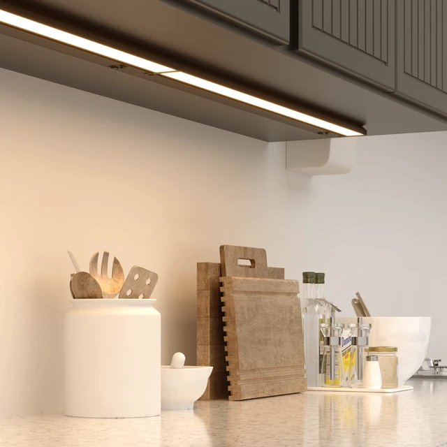 Alt view image 5 of 7 - Halo 30-Inch Hardwired LED Under Cabinet Light, 3-CCT, Black Power cord sold separately for plug-in installation. 2700K/4000K/5000K, dimmable. Model: UC0130BK27