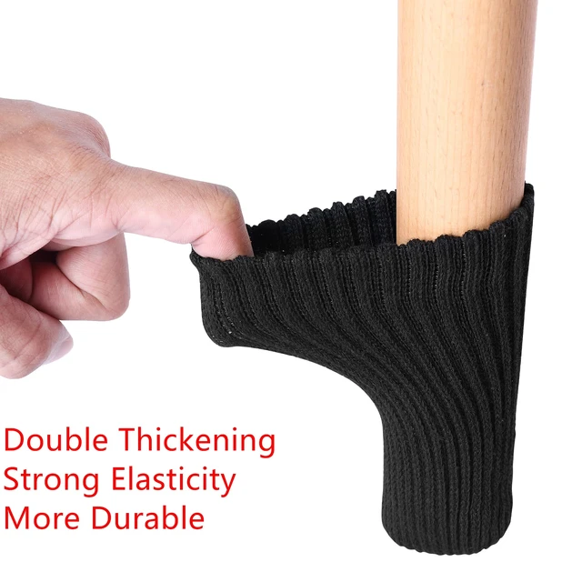 Alt view image 2 of 7 - 24 PCs Furniture Leg Socks - Black Knitted Furniture Socks, Double Thickness Chair Leg Floor Protectors, High Elastic Chair Leg Covers Furniture Caps Set, Move Easily and Reduce Noise (Pack of 2)