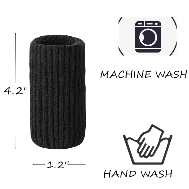 Alt view image 3 of 7 - 24 PCs Furniture Leg Socks - Black Knitted Furniture Socks, Double Thickness Chair Leg Floor Protectors, High Elastic Chair Leg Covers Furniture Caps Set, Move Easily and Reduce Noise (Pack of 2)