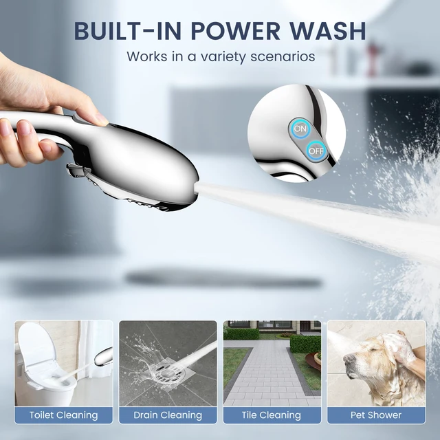 Alt view image 6 of 7 - Filtered Shower Head with Handheld, High Pressure 7-Spray Showerhead Shower Filter Head for Hard Water, Remove Chlorine, Reduce Dry Itchy Skin, Anti-clog Nozzles, Power Wash to Clean Tub&Pet