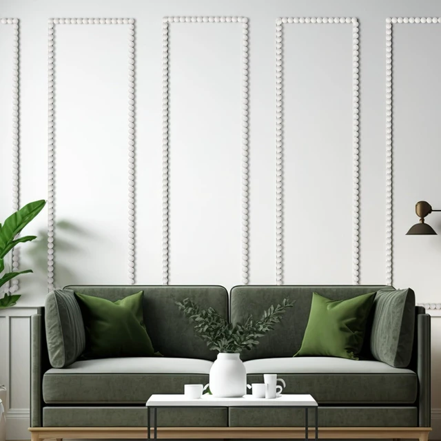 Alt view image 4 of 6 - Flexible Bead Molding Trim Peel and Stick White 10ft /18 mm Pearl Beads Design for Mirror Frame, Bathroom Backsplash, TV Wall Edge, Ceiling, Cabinet, Foam Material, Easy DIY