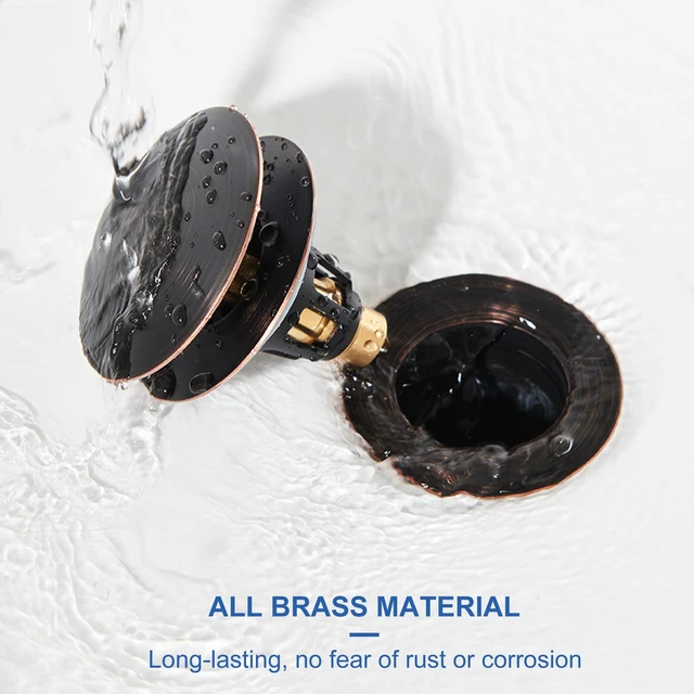 Alt view image 4 of 7 - Universal 3-in-1 Bathroom Sink Stopper - Pop Up Sink Drain Stopper, Push Button Sink Drain Stopper Replacement, Wash Basin Drain Filter Plug with Anti-Clogging Strainer, Oil Rubbed Bronze