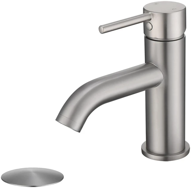 Main image of Single Handle Bathroom Faucet with Metal Drain Assembly and Escutcheon, Brushed Nickel