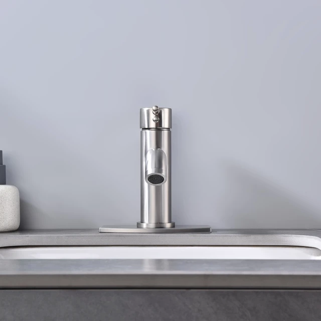 Alt view image 6 of 6 - Single Handle Bathroom Faucet with Metal Drain Assembly and Escutcheon, Brushed Nickel