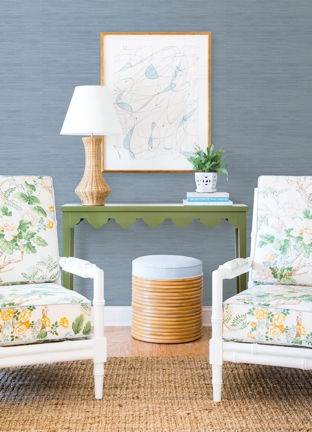 Alt view image 4 of 6 - x Society Social Classic Faux Grasscloth Peel and Stick Wallpaper, Mineral Blue