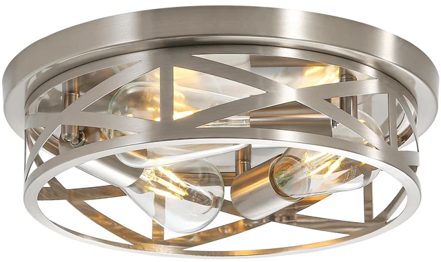 Main image of 13 inch Brushed Nickel Flush Mount Ceiling Light Fixtures,3-Light Modern Hallway Light Fixtures Ceiling, Brushed Nickel Light Fixture Ceiling Mount for Farmhouse,Kitchen, Bedroom 1 Pack