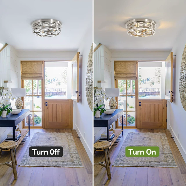 Alt view image 5 of 7 - 13 inch Brushed Nickel Flush Mount Ceiling Light Fixtures,3-Light Modern Hallway Light Fixtures Ceiling, Brushed Nickel Light Fixture Ceiling Mount for Farmhouse,Kitchen, Bedroom 1 Pack
