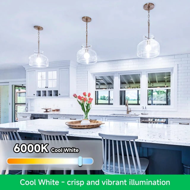 Alt view image 6 of 7 - A19 LED Light Bulbs, 100 Watt Equivalent LED Bulb, 1100 Lumens Cool White 6000K E26 Medium Base, Non-Dimmable 11W LED Bulb 12-Pack
