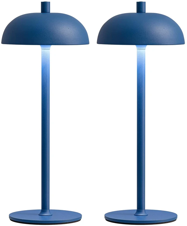 Main image of 12" Cordless Table Lamps Set of 2, Blue Modern Portable Desk Lamp LED, 3 Color Dimming, Rechargeable, Battery Operated Lights for Bedroom, Outdoor, Restaurant, Bedside, Night Light, Gifts