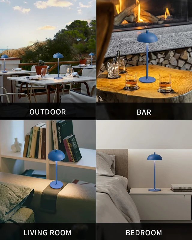 Alt view image 6 of 7 - 12" Cordless Table Lamps Set of 2, Blue Modern Portable Desk Lamp LED, 3 Color Dimming, Rechargeable, Battery Operated Lights for Bedroom, Outdoor, Restaurant, Bedside, Night Light, Gifts
