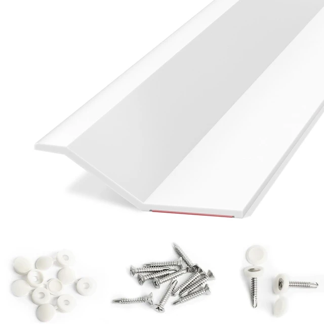 Main image of Garage Door Seal Top and Sides with Nails, 36 FT, White Garage door insulation weather stripping, universal fit, includes nails and lids, TPE weatherproofing trim for garage doors