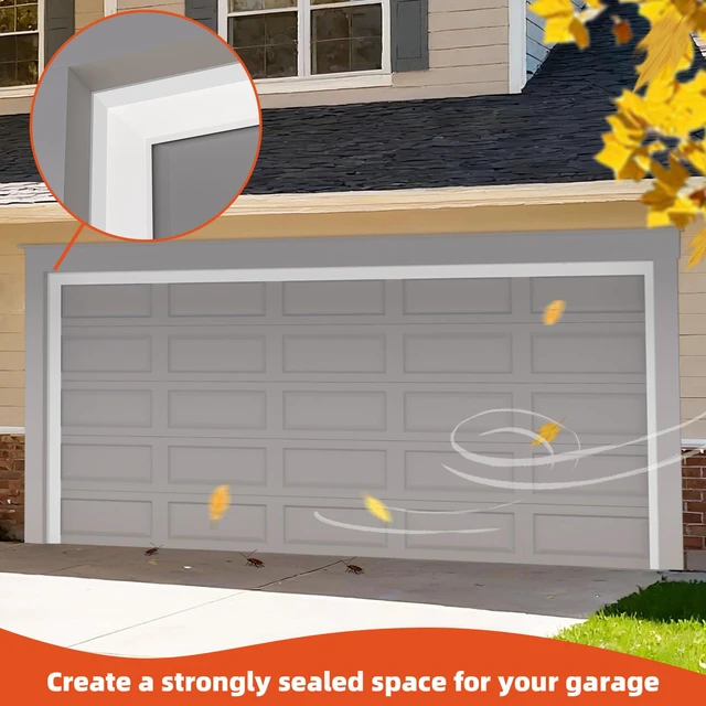 Alt view image 6 of 7 - Garage Door Seal Top and Sides with Nails, 36 FT, White Garage door insulation weather stripping, universal fit, includes nails and lids, TPE weatherproofing trim for garage doors