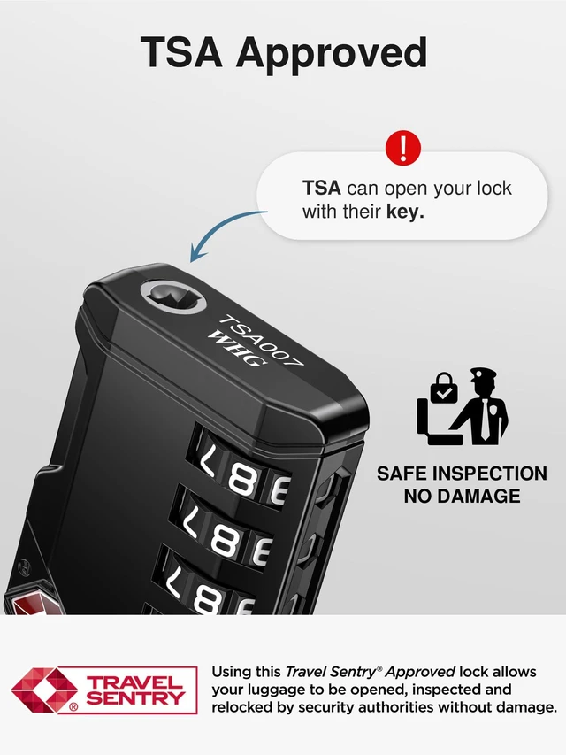 Alt view image 3 of 7 - TSA Approved Travel Luggage Locks, 4 Pack Black 4 Digit Resettable Combination Code Lock with Zinc Alloy Body for Suitcase, Backpack, Laptop Bag, Gym Locker, Toolbox