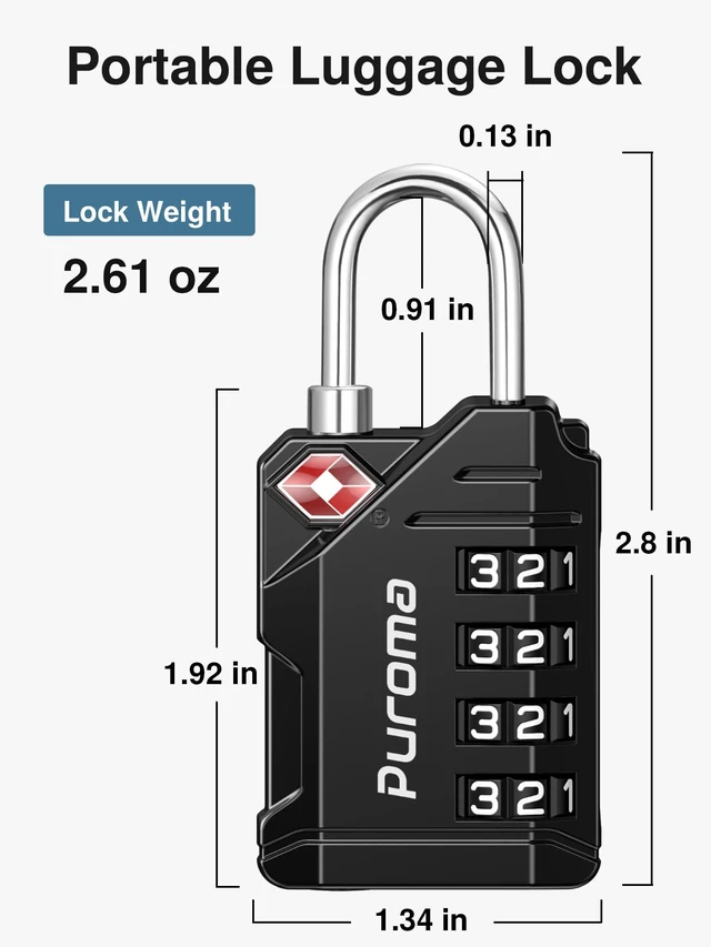Alt view image 5 of 7 - TSA Approved Travel Luggage Locks, 4 Pack Black 4 Digit Resettable Combination Code Lock with Zinc Alloy Body for Suitcase, Backpack, Laptop Bag, Gym Locker, Toolbox
