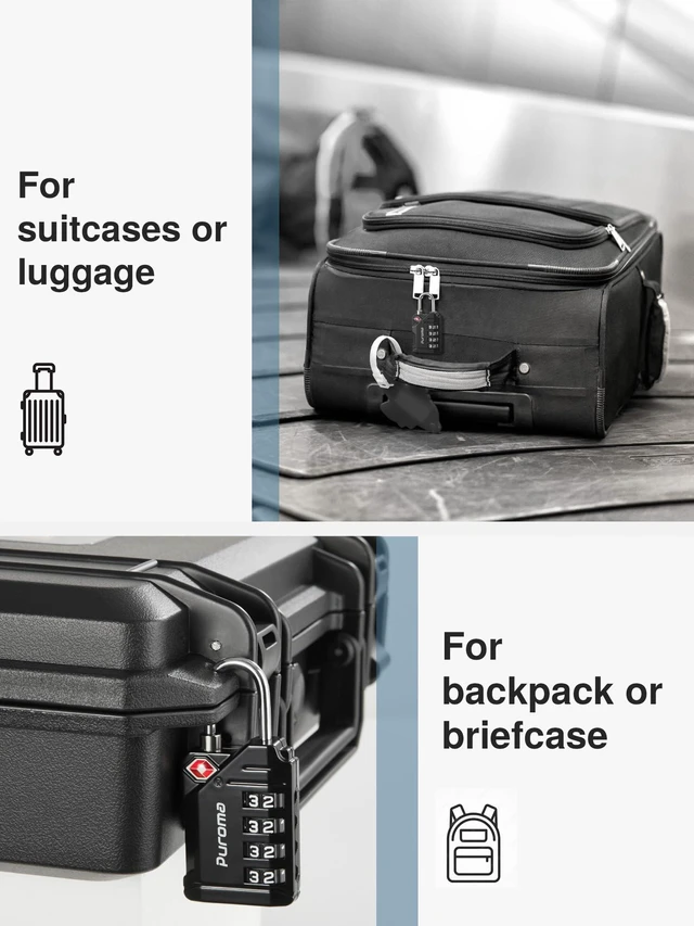 Alt view image 7 of 7 - TSA Approved Travel Luggage Locks, 4 Pack Black 4 Digit Resettable Combination Code Lock with Zinc Alloy Body for Suitcase, Backpack, Laptop Bag, Gym Locker, Toolbox