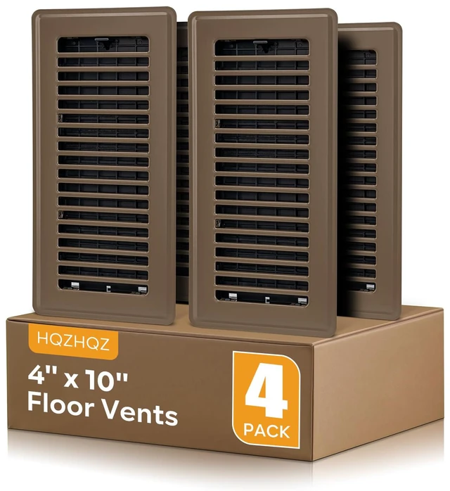 Main image of 4" x 10" Floor Vent Covers Brown 4 Pack, Heavy Duty Walkable Vent Covers for Home Floor, Premium Finish, Brown