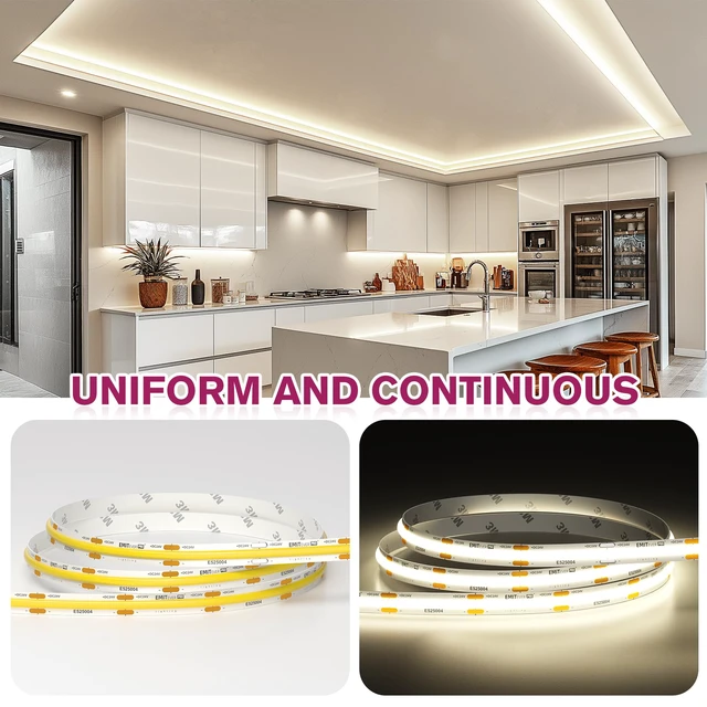 Alt view image 5 of 7 - COB LED Strip Lights 4000K 24V, 16.4ft/5m, 2560LEDs, UL Listed Neutral White Tape Light Premium High Density,for Bedroom,Kitchen,Cabinet,360+Lumens/ft,Ra 90+ (Power Supply Sold Separately)