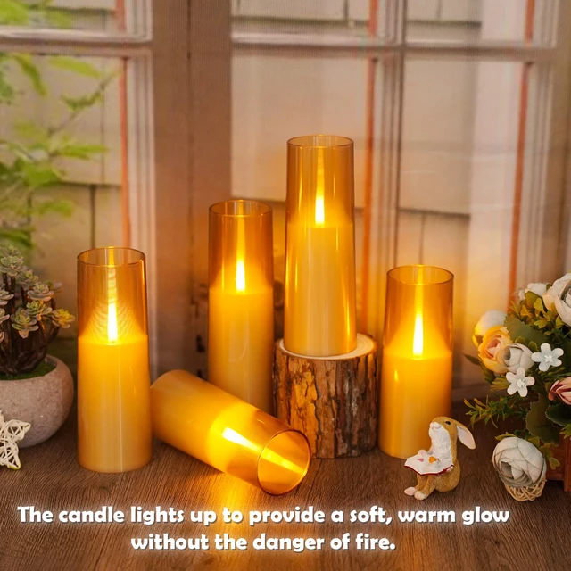 Alt view image 3 of 6 - Flameless LED Candles Upgraded Realistic Flickering Flame,7Pcs Battery Operated Candles with Remote Timers,LED Pillar Candles for Home Decor,Christmas,and PartiesGold