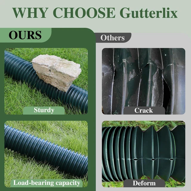 Alt view image 2 of 6 - 4 Pack Flexible Gutter Downspout Extensions Extendable from 21" to 67", Downspout Extender Comes with Adapters, Thickened Down spout Drain Extension for Rainwater Drainage(Green)