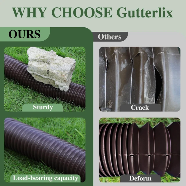 Alt view image 2 of 6 - 4 Pack Flexible Gutter Downspout Extensions Extendable from 21" to 67", Downspout Extender Comes with Adapters, Thickened Down spout Drain Extension for Rainwater Drainage(Brown)