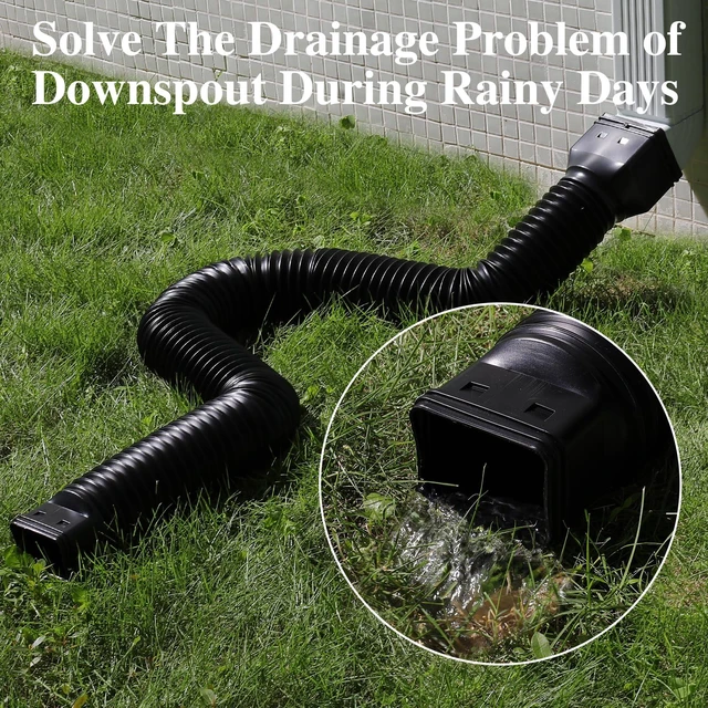 Alt view image 5 of 6 - 4 Pack Flexible Gutter Downspout Extensions Extendable from 21" to 67", Downspout Extender Comes with Adapters, Thickened Down spout Drain Extension for Rainwater Drainage(Black)