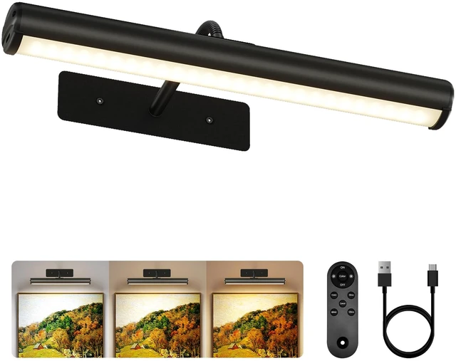 Main image of 13-Inch Wireless Picture Light, 4000mAh Rechargeable Battery LED Art Light with Remote, Dimmable 3 Color Temps Painting Light for Living Room, Bedroom, Hallway (Black)