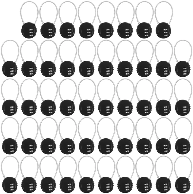 Main image of 448 Pack 3 Digit Combination Cable Padlock,Black Resettable for Gym Locker Luggage Backpack, Waterproof Outdoor Security, Small Combo Lock for Travel School Storage