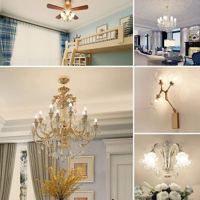 Alt view image 5 of 7 - 8 Pack E12 LED Chandelier Light Bulbs 60W Equivalent 4000K Daylight Candelabra Light Bulb, Type B Small Base Candle B11, Ceiling Fan Light Bulbs, 6 Watt LED, 600LM CRI85+, 120V, Non-Dimmable