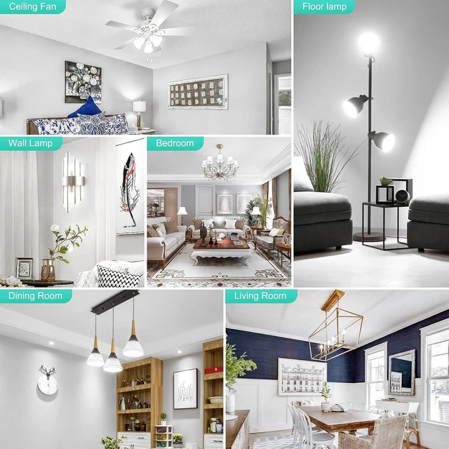 Alt view image 7 of 7 - 8 Pack E12 LED Ceiling Fan Light Bulbs 60W Equivalent 5000K Daylight Type B Candelabra Light Bulbs, Small Base Candle B11 Chandelier Light Bulb, 6 Watt LED, 600LM, CRI85+, 120VAC, Non-Dimmable