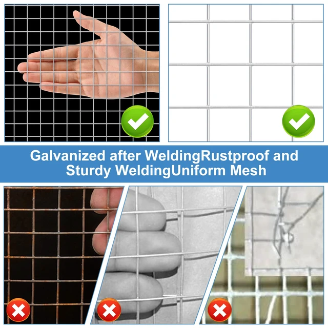 Alt view image 3 of 6 - 19 Gauge Hardware Cloth, 1/2 inch Chicken Wire Fence, Galvanized Welded Cage Wire Mesh Roll Supports Poultry Netting Cage Fence