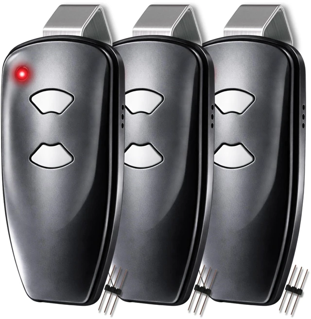 Main image of 3X for Marantec M3-2312 315 MHz Door Opener Remote Replacement 2-Button remotes with visor clips and programming pin connector, for select 315 MHz Marantec and Harrison Martin systems