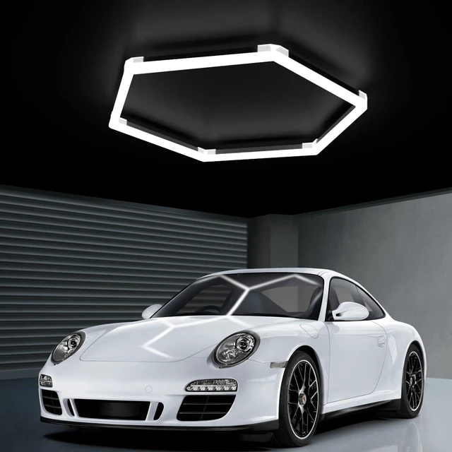 Main image of Garage Hexagon Lights, 42W 6500K Higher Brightness Hex Garage Lights, Plug and Play, Lightweight DIY Assembly Hexagonal Light for Car Detailing Auto Beauty Shop Decor