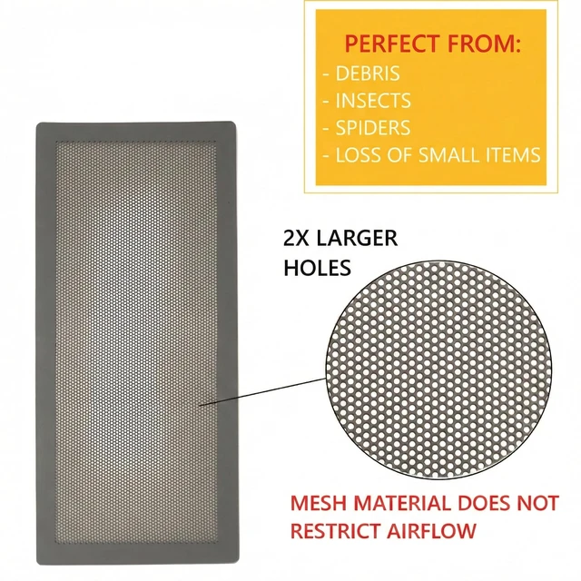 Alt view image 5 of 6 - Extra Strong Magnetic Air Vent Screen Cover for Floor 5-Pack (5'' x 11'', Grey)