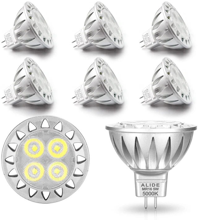 Main image of MR16 GU5.3 Led Bulbs 12v Low Voltage 5000K Daylight White 20W 50 Watt Replacement,MR16 Light Bulb 5W for Accent Outdoor Landscape Track Lighting,Not Dimmable,500lm,38 Deg,6 Pack