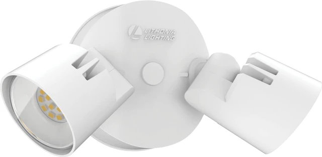 Main image of HomeGuard 2-Light LED Outdoor Flood Lights, Wall or Ceiling Mount Outdoor Lights, 4000K Cool White, Round Heads, White (HGX LED 2RH 40K 120 WH M2)