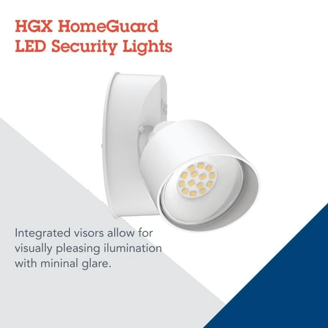Alt view image 4 of 7 - HomeGuard 2-Light LED Outdoor Flood Lights, Wall or Ceiling Mount Outdoor Lights, 4000K Cool White, Round Heads, White (HGX LED 2RH 40K 120 WH M2)