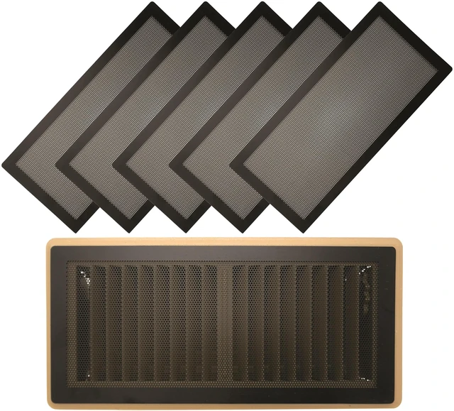 Main image of Extra Strong Magnetic Air Vent Screen Cover for Floor 5-Pack (5" x 13", Black)
