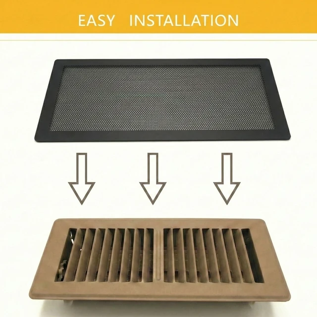 Alt view image 3 of 6 - Extra Strong Magnetic Air Vent Screen Cover for Floor 5-Pack (5" x 13", Black)