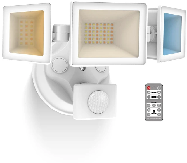 Main image of Motion Sensor Outdoor Lights with Remote 40W 4000LM Flood Light 120V 3 Modes Dusk to Dawn/Auto/On Time, 3000K-6000K Flood Lights Outdoor Motion Sensor Dimmable IP65 Waterproof ETL White 1PC